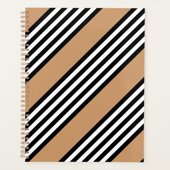 Agenda Padrão de cinco faixas, preto e branco, com bronze (Frente)