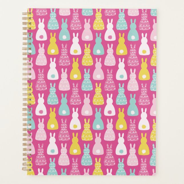 Agenda Padrão de Coelho Bunny Rosa (Frente)