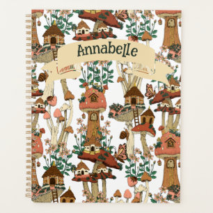 Agenda Padrão de Cogumelos Floral de Cottagecore Cor-de-R