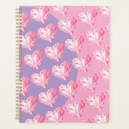 Agenda Padrão de Coração de Diamante Rosa – Design Fofo e