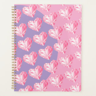 Agenda Padrão de Coração de Diamante Rosa – Design Fofo e