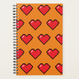 Agenda Padrão de Coração de Pixel Vermelho