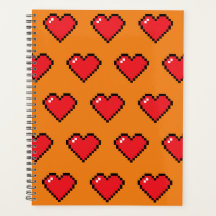 Padrão de Coração de Pixel Vermelho