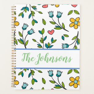 Agenda Padrão de Coração e Floral Coloridos Desenhados