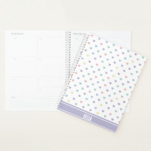 Agenda Padrão de Coração Pastel Suave Minimalista Persona