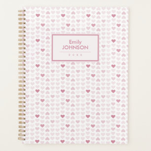 Agenda Padrão de Coração Rosa Blush Feminino