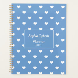 Agenda Padrão de corações modernos azul personalizado