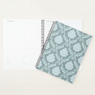 Agenda Padrão de Damasco Rococó Azul Ovo de Pato+Turquesa