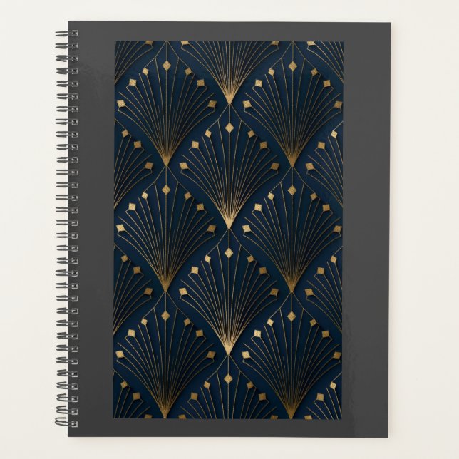 Agenda Padrão de Decoração Azul e Dourado (Frente)
