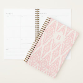 Agenda Padrão de Diamante Ikat no Monograma Rosa Pastel