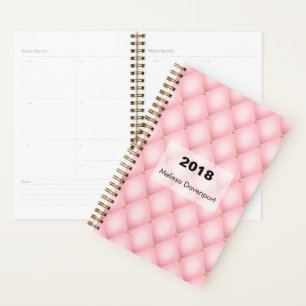 Agenda Padrão de Diamante Tufado de Luxo Rosa