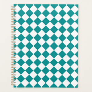 Agenda Padrão de diamante xadrez branco azul-esverdeado