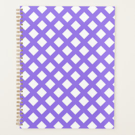 Agenda Padrão de Diamante Xadrez Branco Roxo