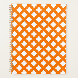 Agenda Padrão de Diamante Xadrez Laranja Branco