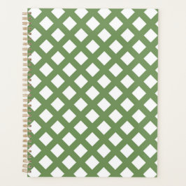 Agenda Padrão de Diamante Xadrez Verde Branco
