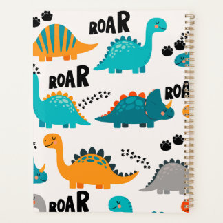 Agenda Padrão de Dinossauro Fofo Nome Personalizado Crian