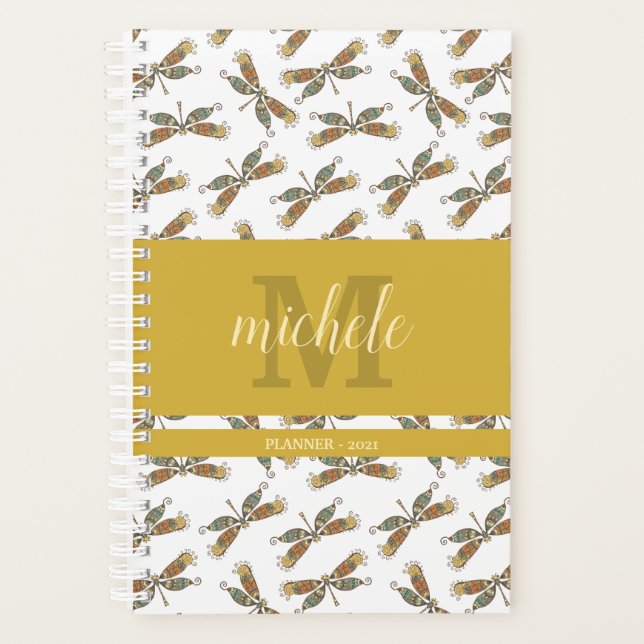Agenda Padrão de Dragonfly na moda Monograma (Frente)