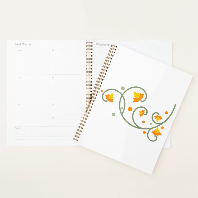 Agenda Padrão de espiral floral com flor laranja e amarel (Criador carregado)