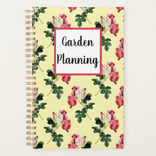 Agenda Padrão de Flor Amarelo Vintage do Planeamento do