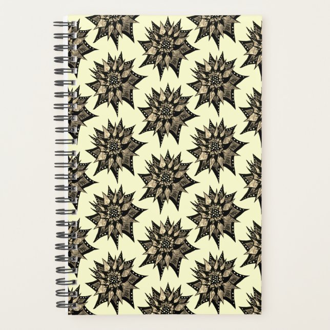 Agenda Padrão De Flor Com Penteado De Sepia Floral Gótica (Frente)