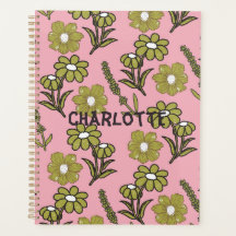 Padrão de Flor de Hippie Funky Y2K Retro Rosa Verd