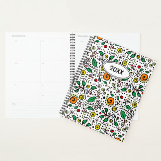 Agenda Padrão de Flor Personalizado Cor de Laranja Berry