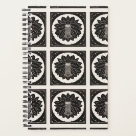 Agenda Padrão de Flor Preto e Branco Julie de Graag 2022