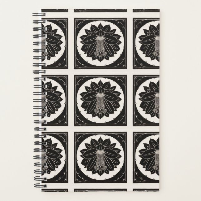 Agenda Padrão de Flor Preto e Branco Julie de Graag 2022 (Frente)