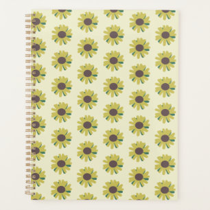 Agenda Padrão de Flor Simples Amarela Marrom Verde Girass