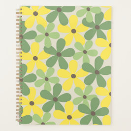 Agenda Padrão de Flor Verde Amarelo Retroativo Y2K 70s
