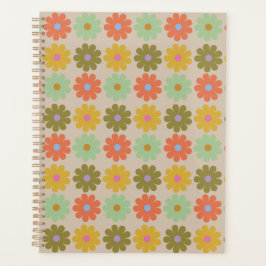 Agenda Padrão de Flor Vintage Pastel Simples
