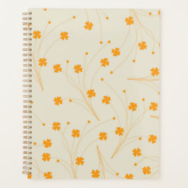 Agenda Padrão de Flor Y2K 70s do Orange Beige Retro