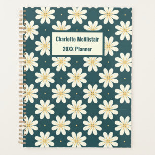 Agenda Padrão de flores brancas e amarelas