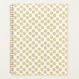 Agenda Padrão de flores douradas elegantes, branco