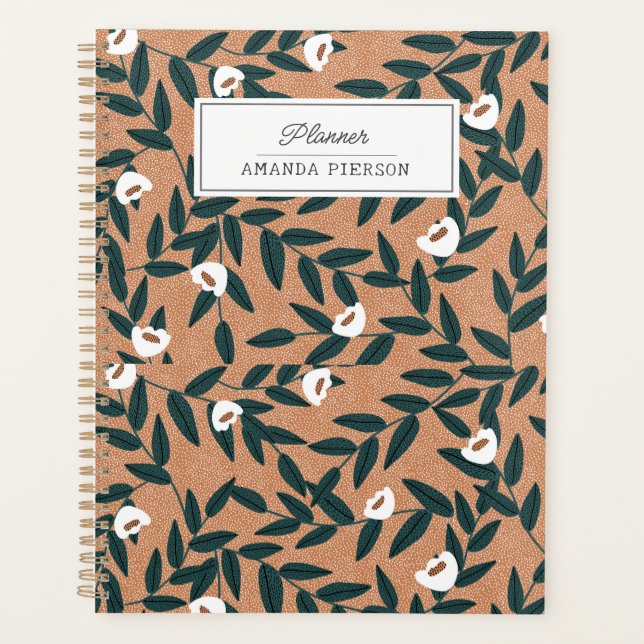 Agenda Padrão de Flores Laranja Personalizado (Frente)