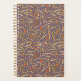Agenda Padrão de Folha de Aquarela Elegante Fundo Roxo