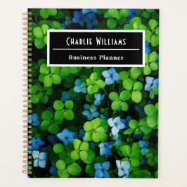 Agenda Padrão de folha verde azul | Espiral Personalizado