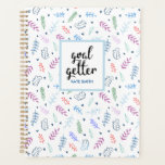 Agenda Padrão de Folhas e Azuis Cutes com Corações<br><div class="desc">Comece o ano certo com este giro mas na moda em um padrão de folhas azuis e lavandas.</div>