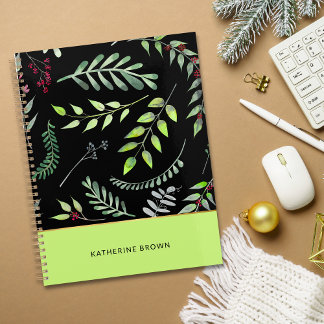 Agenda Padrão de Folhas Elegantes Fofo com Classe