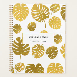 Agenda Padrão de Folhas Tropicais de Monstera Dourada Mod