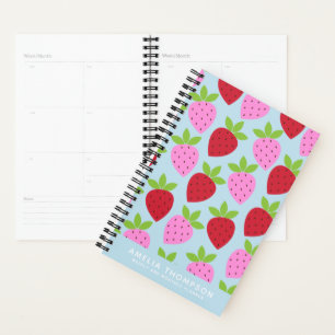 Agenda Padrão de Fruta de Morango Retro Bonito Personaliz