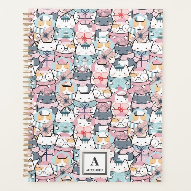 Agenda Padrão de Gato de Kawaii Cute (3) (Frente)
