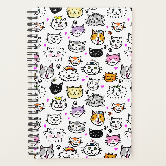 Agenda Padrão de Gato Whimsical Faces (Frente)