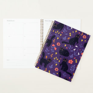 Agenda padrão de Gatos Pretos e Flores Silvestres