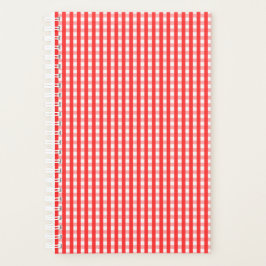 Agenda Padrão de Gingham Vermelho e Branco