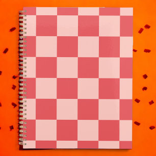 Agenda Padrão de Gingham Vermelhos Rosa Verificado