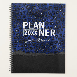 Agenda Padrão de Guepardo Azul e Preto Personalizado