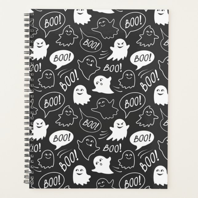 Agenda Padrão de Halloween de Portas Cutas B&W (Frente)