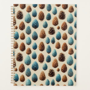 Agenda Padrão de inverno do Pinecone azul e castanho