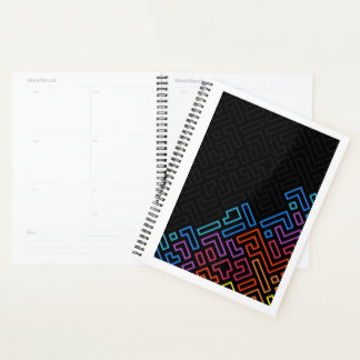 Agenda Padrão de Labirinto Neon Geométrico – Colorido Mod